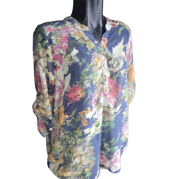 Lavena Semi-sheer Floral Blouse L - Picture 2 of 6
